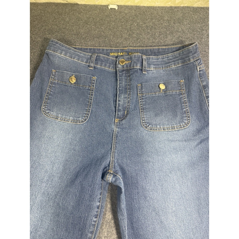 Michael Kors Wide Leg Patch Pocket Denim Jeans Size 12 - Picture 2 of 11